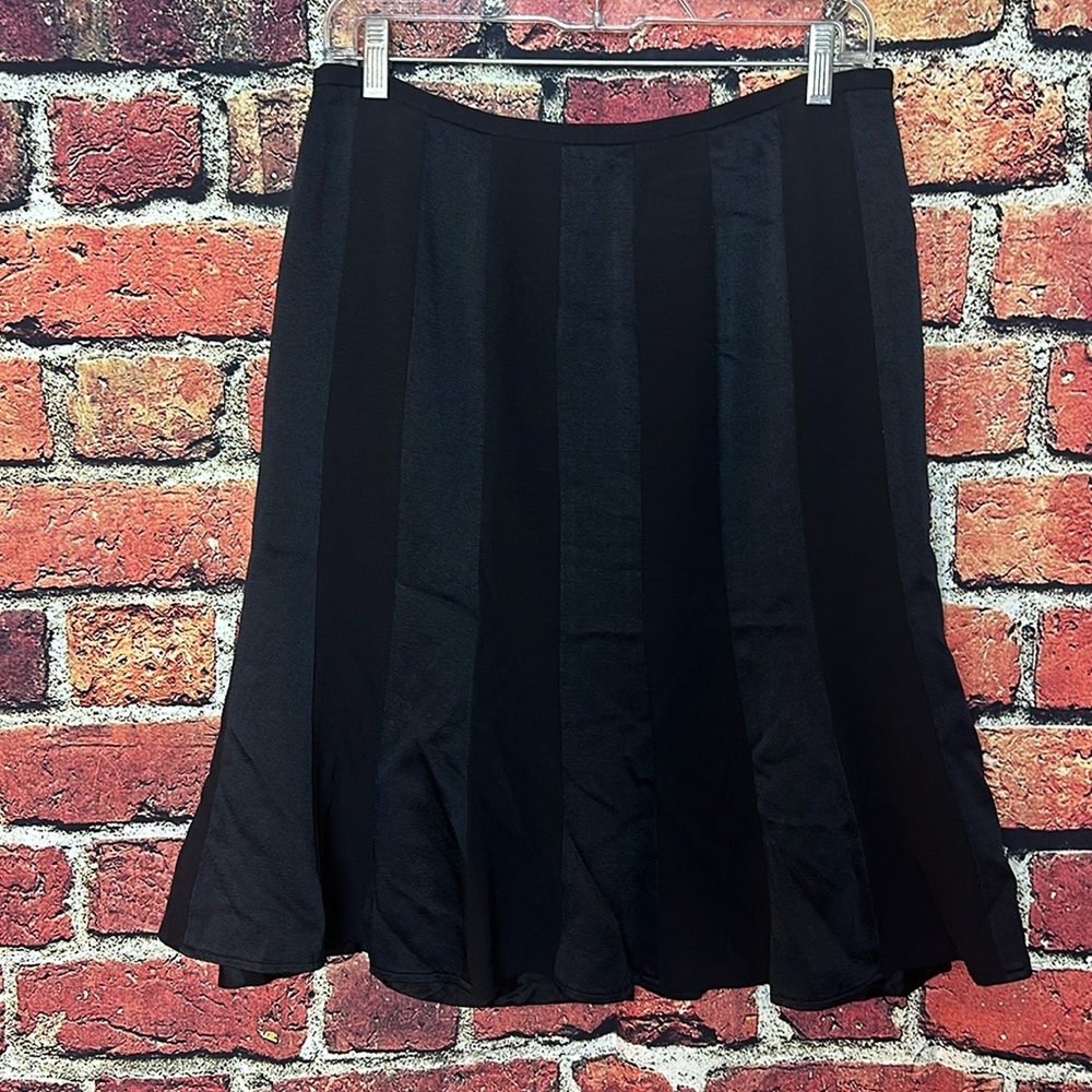 Etcetera Size 12 Black Satin Panel Flared Skirt